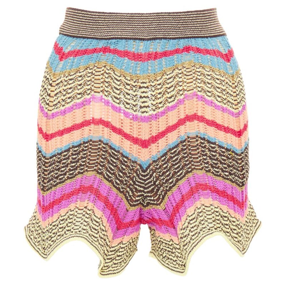 M Missoni multicolor chevron zig zag cotton crochet shorts